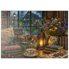 Darstellung des Puzzle Motivs Wildflower-Leseecke – Regentag - Puzzleteile: 200