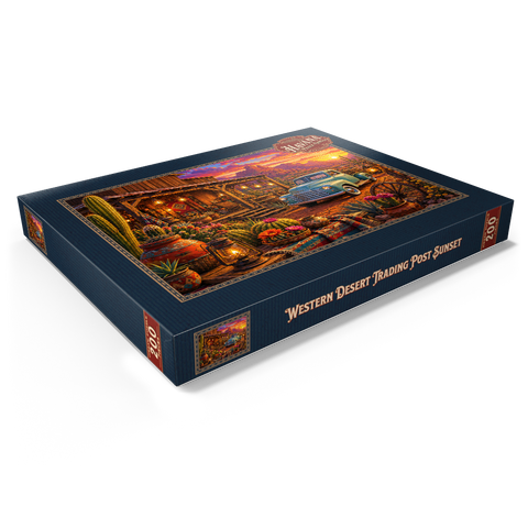 Darstellung des Puzzle Motivs Sonnenuntergang am Western Desert Trading Post Western Desert Trading Post Sunset 200 Puzzle Schachtel Ansicht1
