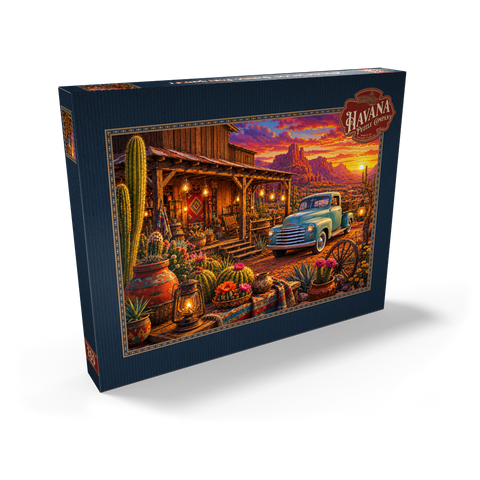 Darstellung des Puzzle Motivs Sonnenuntergang am Western Desert Trading Post Western Desert Trading Post Sunset 200 Puzzle Schachtel Ansicht2