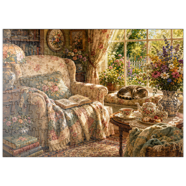 Darstellung des Puzzle Motivs puzzleplate Vintage Wildflower Reading Nook 200 Puzzle