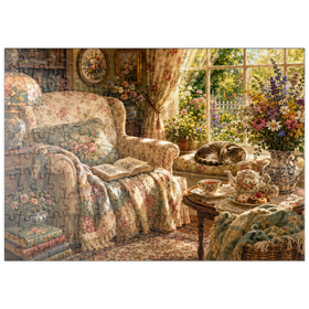 Darstellung des Puzzle Motivs Lesenecke im Vintage-Wildblumen-Stil - Puzzleteile: 200