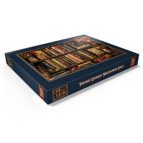 Alternative Darstellung des Puzzle-Motivs Regal im Vintage-Stil mit literarischen Wildblumen – Puzzleteile: 200
