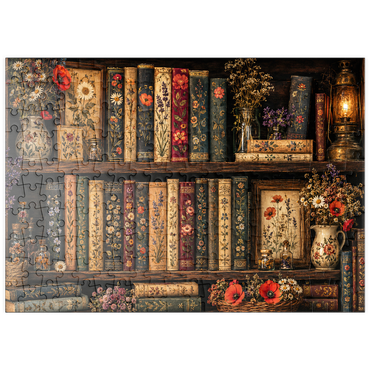 Darstellung des Puzzle Motivs puzzleplate Vintage Literary Wildflower Shelf 200 Puzzle