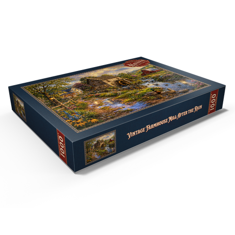 Darstellung des Puzzle Motivs Eine alte Mühle auf dem Land nach dem Regen Vintage Farmhouse Mill After the Rain 1000 Puzzle Schachtel Ansicht1