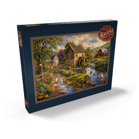 Darstellung des Puzzle Motivs Eine alte Mühle auf dem Land nach dem Regen Vintage Farmhouse Mill After the Rain 100 Puzzle Schachtel Ansicht2