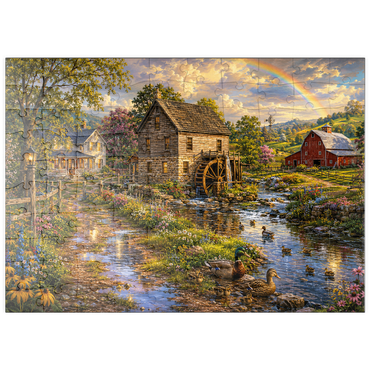 Darstellung des Puzzle Motivs puzzleplate Vintage Farmhouse Mill After the Rain 100 Puzzle
