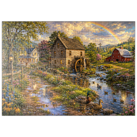 Darstellung des Puzzle Motivs Eine alte Mühle auf dem Land nach dem Regen - Puzzleteile: 200