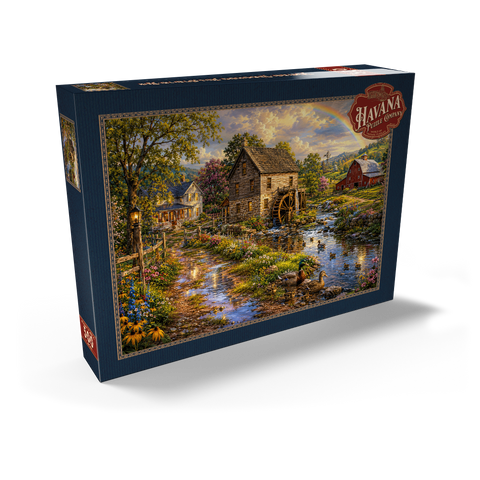 Darstellung des Puzzle Motivs Eine alte Mühle auf dem Land nach dem Regen Vintage Farmhouse Mill After the Rain 500 Puzzle Schachtel Ansicht2