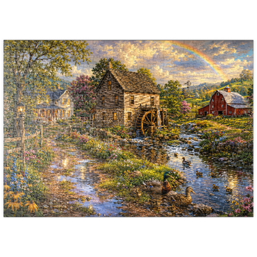 Darstellung des Puzzle Motivs puzzleplate Vintage Farmhouse Mill After the Rain 500 Puzzle
