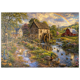 Darstellung des Puzzle Motivs Eine alte Mühle auf dem Land nach dem Regen - Puzzleteile: 500