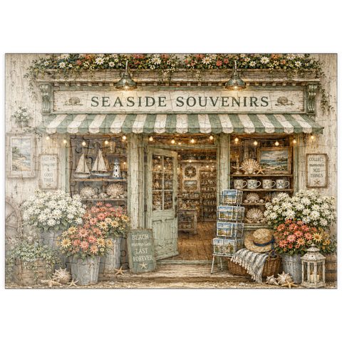 Darstellung des Puzzle Motivs Der Souvenirladen am Meer puzzleplate The Seaside Souvenir Store 200 Puzzle