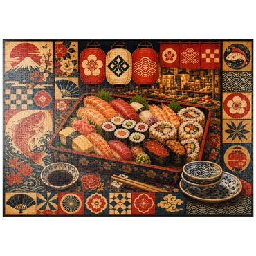 Darstellung des Puzzle Motivs puzzleplate Sushi Market Bento Collage 1000 Puzzle