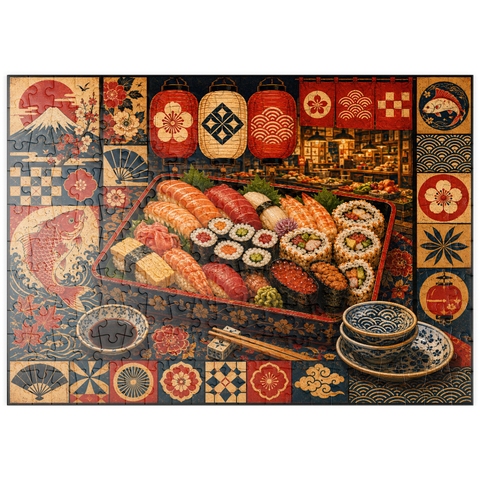Darstellung des Puzzle Motivs Sushi-Markt-Bento-Collage puzzleplate Sushi Market Bento Collage 200 Puzzle