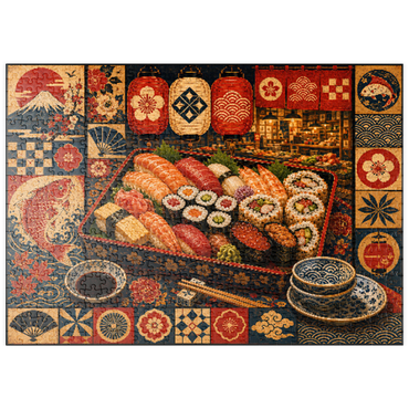 Darstellung des Puzzle Motivs puzzleplate Sushi Market Bento Collage 500 Puzzle