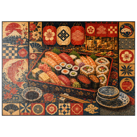 Darstellung des Puzzle Motivs Sushi-Markt-Bento-Collage puzzleplate Sushi Market Bento Collage 500 Puzzle
