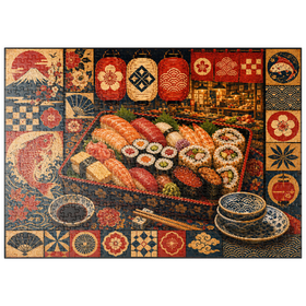 Darstellung des Puzzle Motivs Sushi-Markt-Bento-Collage - Puzzleteile: 500