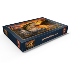 Darstellung des Puzzle Motivs Bassangeln bei Sonnenuntergang - Puzzleteile: 1000