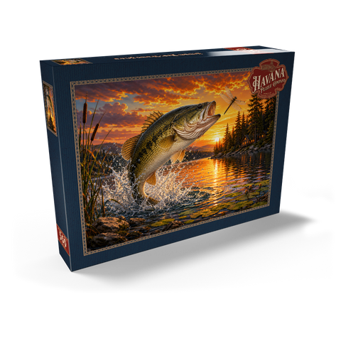 Darstellung des Puzzle Motivs Bassangeln bei Sonnenuntergang Sunset Bass Fishing Splash 500 Puzzle Schachtel Ansicht2