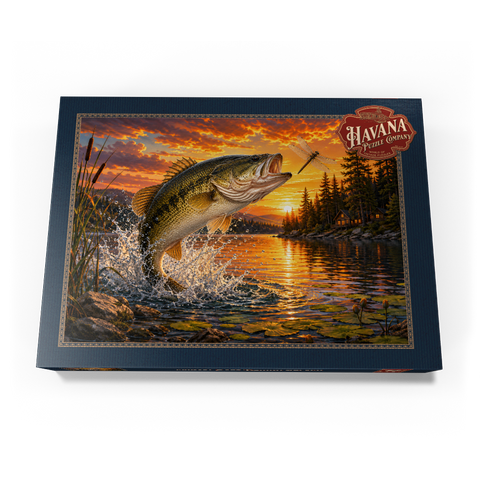 Darstellung des Puzzle Motivs Bassangeln bei Sonnenuntergang Sunset Bass Fishing Splash 500 Puzzle Schachtel Ansicht3