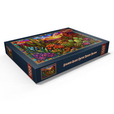 Darstellung des Puzzle Motivs Stained Glass Cactus Desert Bloom 1000 Puzzle Schachtel Ansicht1
