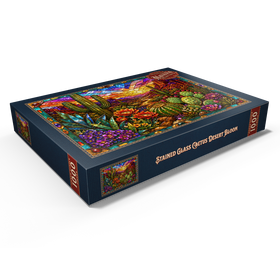 Darstellung des Puzzle Motivs Buntglas-Kaktus „Wüstenblüte“ - Puzzleteile: 1000