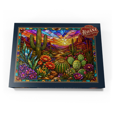 Darstellung des Puzzle Motivs Stained Glass Cactus Desert Bloom 1000 Puzzle Schachtel Ansicht3