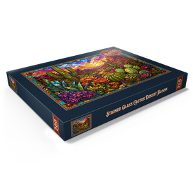 Alternative Darstellung des Puzzle-Motivs Buntglas-Kaktus „Wüstenblüte“ – Puzzleteile: 200