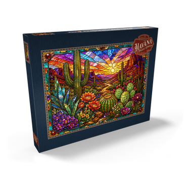 Darstellung des Puzzle Motivs Stained Glass Cactus Desert Bloom 200 Puzzle Schachtel Ansicht2