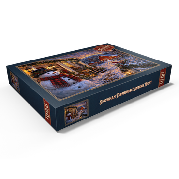 Darstellung des Puzzle Motivs Snowman Farmhouse Lantern Night 1000 Puzzle Schachtel Ansicht1