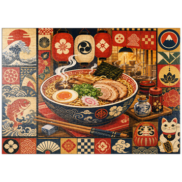 Darstellung des Puzzle Motivs puzzleplate Retro Ramen Market Bowl 1000 Puzzle