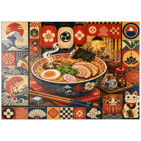 Darstellung des Puzzle Motivs Retro-Ramen-Markt-Schüssel puzzleplate Retro Ramen Market Bowl 1000 Puzzle