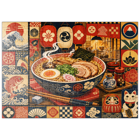 Darstellung des Puzzle Motivs Retro-Ramen-Markt-Schüssel puzzleplate Retro Ramen Market Bowl 200 Puzzle