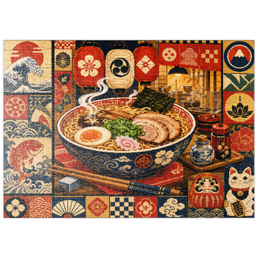 Darstellung des Puzzle Motivs puzzleplate Retro Ramen Market Bowl 500 Puzzle