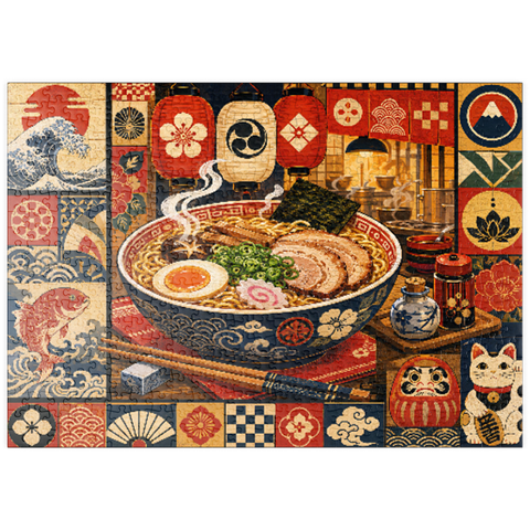 Darstellung des Puzzle Motivs Retro-Ramen-Markt-Schüssel puzzleplate Retro Ramen Market Bowl 500 Puzzle