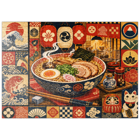 Darstellung des Puzzle Motivs Retro-Ramen-Markt-Schüssel - Puzzleteile: 500