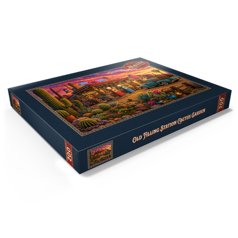 Darstellung des Puzzle Motivs Garten mit Kakteen an der alten Tankstelle Old Filling Station Cactus Garden 200 Puzzle Schachtel Ansicht1