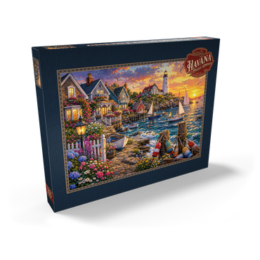 Darstellung des Puzzle Motivs New England Lighthouse Flower Harbor 200 Puzzle Schachtel Ansicht2