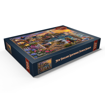 Darstellung des Puzzle Motivs New England Lighthouse Flower Harbor 500 Puzzle Schachtel Ansicht1