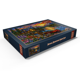Darstellung des Puzzle Motivs Mosaic Mountain Cabin Lake - Puzzleteile: 1000