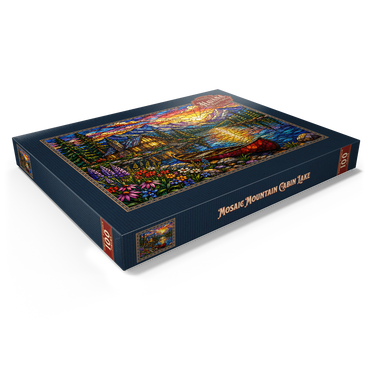 Darstellung des Puzzle Motivs Mosaic Mountain Cabin Lake 100 Puzzle Schachtel Ansicht1