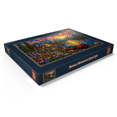 Darstellung des Puzzle Motivs Mosaic Mountain Cabin Lake Mosaic Mountain Cabin Lake 200 Puzzle Schachtel Ansicht1