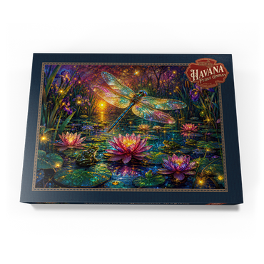 Darstellung des Puzzle Motivs Luminous Glass Dragonfly Lily Pond 1000 Puzzle Schachtel Ansicht3
