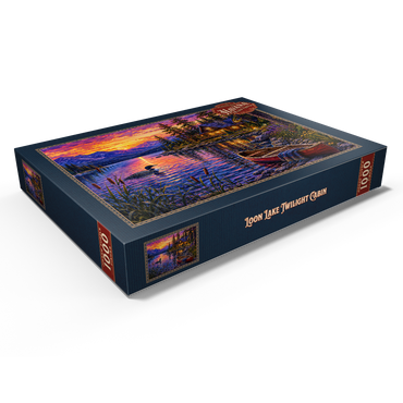 Darstellung des Puzzle Motivs Loon Lake Twilight Cabin 1000 Puzzle Schachtel Ansicht1