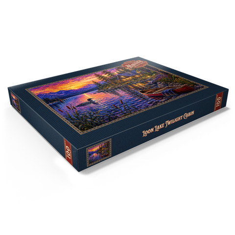 Darstellung des Puzzle Motivs Loon Lake Twilight Hütte Loon Lake Twilight Cabin 100 Puzzle Schachtel Ansicht1