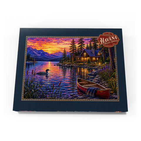 Darstellung des Puzzle Motivs Loon Lake Twilight Hütte Loon Lake Twilight Cabin 200 Puzzle Schachtel Ansicht3