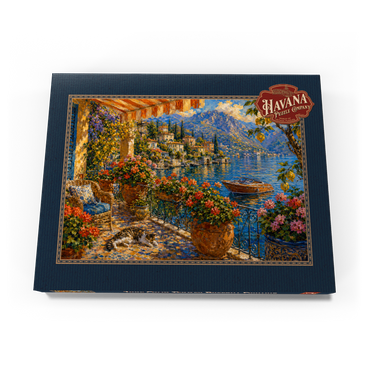 Darstellung des Puzzle Motivs Lake Como Flower Balcony Painting 100 Puzzle Schachtel Ansicht3