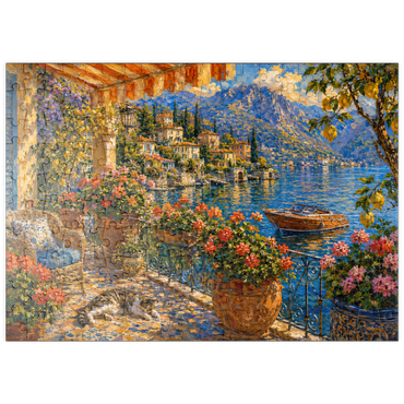 Darstellung des Puzzle Motivs puzzleplate Lake Como Flower Balcony Painting 200 Puzzle