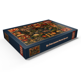 Darstellung des Puzzle Motivs Postercollage „Koi-Teich-Garten“ - Puzzleteile: 1000