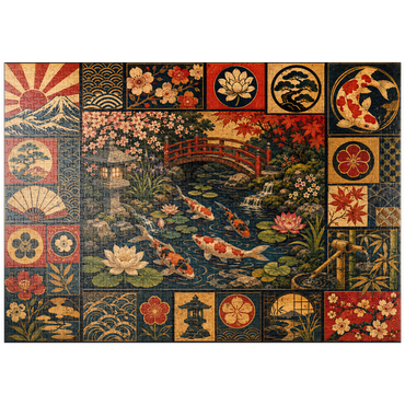Darstellung des Puzzle Motivs puzzleplate Koi Pond Garden Poster Collage 1000 Puzzle