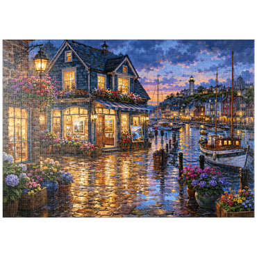Darstellung des Puzzle Motivs puzzleplate Harbor Gallery Rainy Evening 1000 Puzzle
